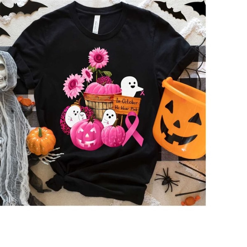 Pumpkin Breast Cancer Awareness Tshirt, Unisex T-Shirts