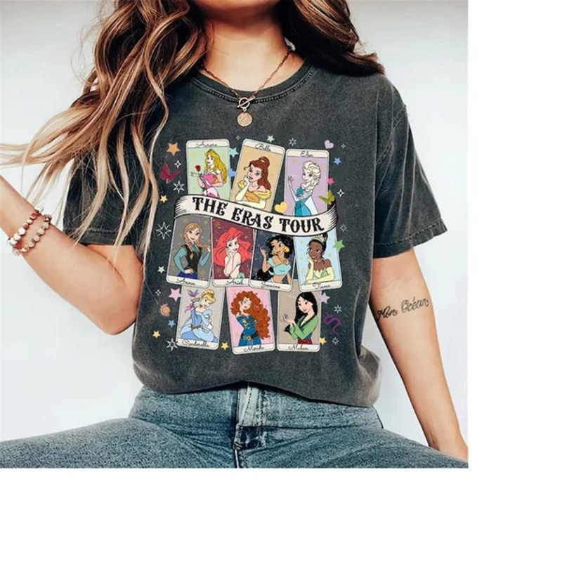 Disney Princess Eras Tour Tarot Card Comfort Color Shirt, Disney Princess Shirt, Unisex T-Shirts