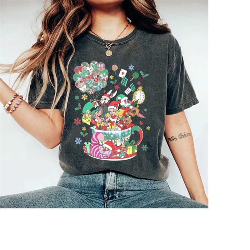 Alice In Wonderland Christmas Tea Cup Shirt, Alice Mad Tea Party Christmas Shirt, Unisex T-Shirts