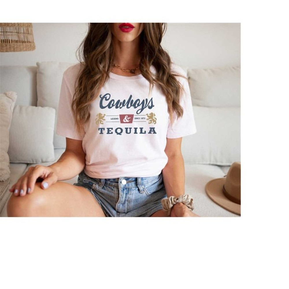 Cowboys and Tequila, Trendy Tshirt. Oversized Tshirt, Coors, Cowboy, Cowgirl T-shirt, Unisex T-Shirts