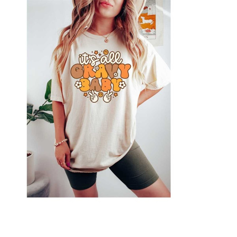 Retro Fall Comfort Colors Shirt, It's All Gravy Baby, Vintage Thanksgiving Pumpkin Shirt, Witch Shirt, Unisex T-Shirts