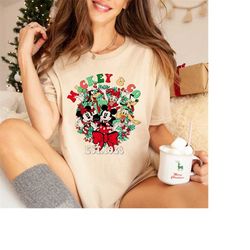 mickey and co christmas shirt, disney christmas shirt, custom name disney christmas shirt, unisex t-shirts