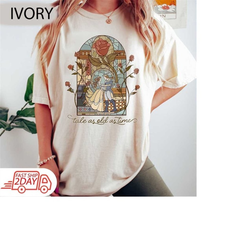 Vintage Tale As Old As Time Shirt, Retro Beauty And The Beast T Shirt, Disney Princess Shirt, Unisex T-Shirt