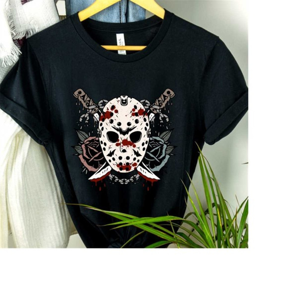 Retro Halloween shirt, Halloween Floral Tshirt, Scream, Jason, Michael Myers, Unisex T-Shirt