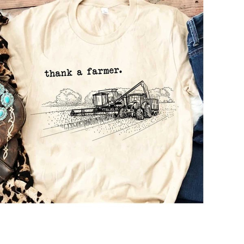 Thank A Farmer Shirt for Women - Tractor Farmer Graphic Tees, Unisex T-Shirt