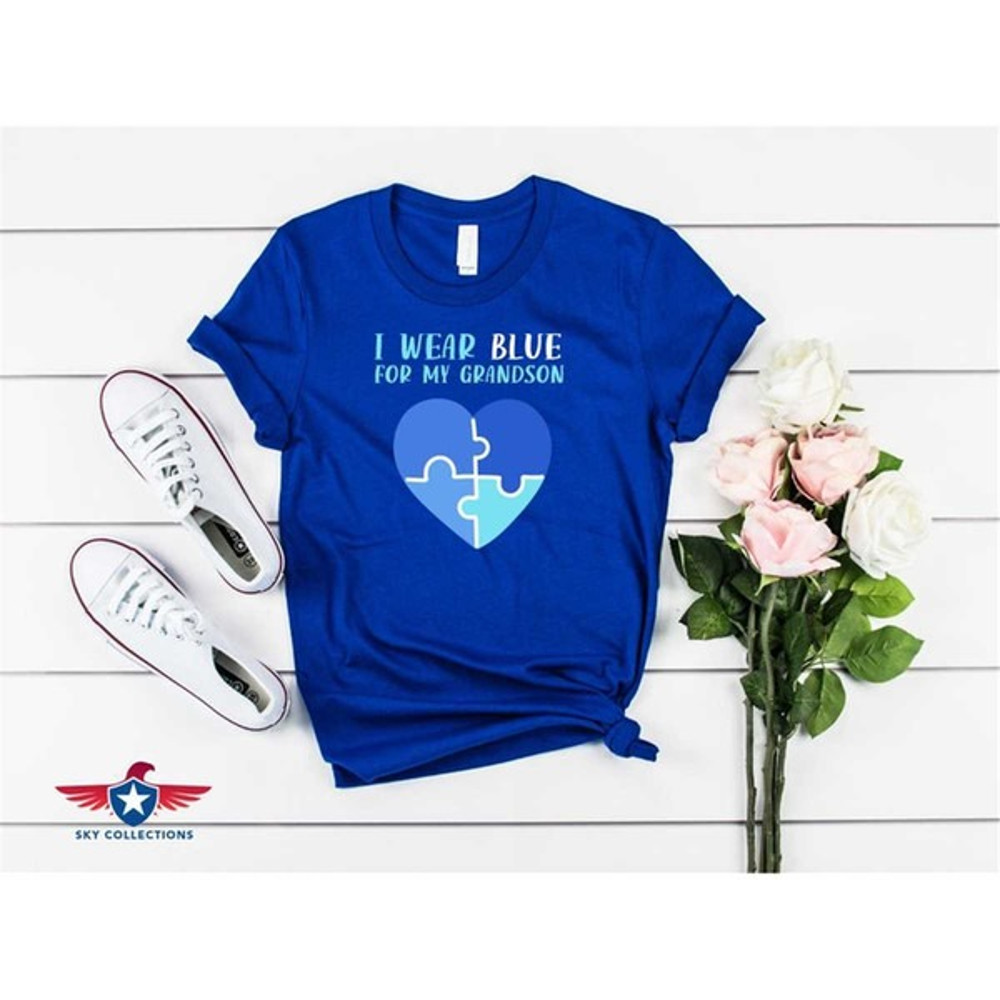 I Wear Blue For My Grandson Shirt, Autism Awareness Shirt, Autism Support Shirt, Autism Shirt, Unisex T-Shirt