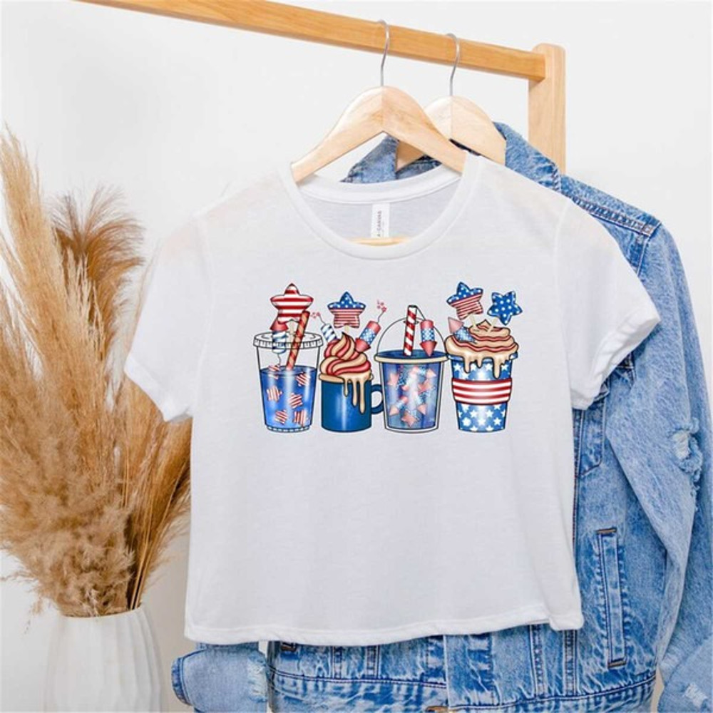 USA Crop Top, Funny 4th of July Coffee Shirt, 4th of July Tee, Independence Day Tee, 4th of July Crew, Unisex T-Shirt