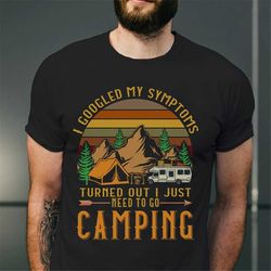 i googled my symptom turned out i just need to go camping vintage sun set t-shirt, unisex t-shirt