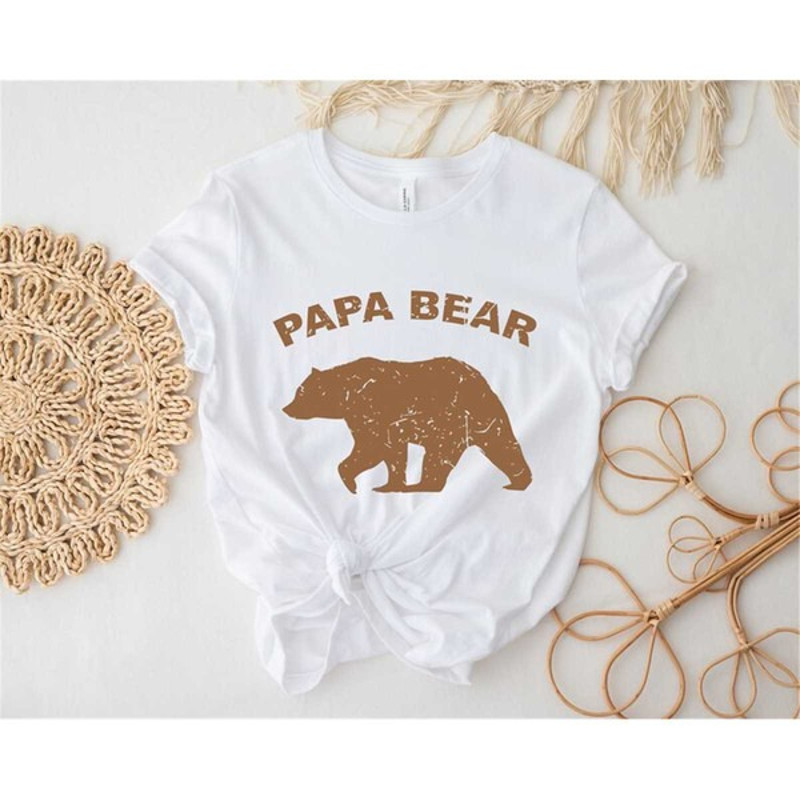 Papa Bear Tee, Fathers Grandfathers Day Birthday Funny Gift Shirt For Dad, Unisex T-Shirt