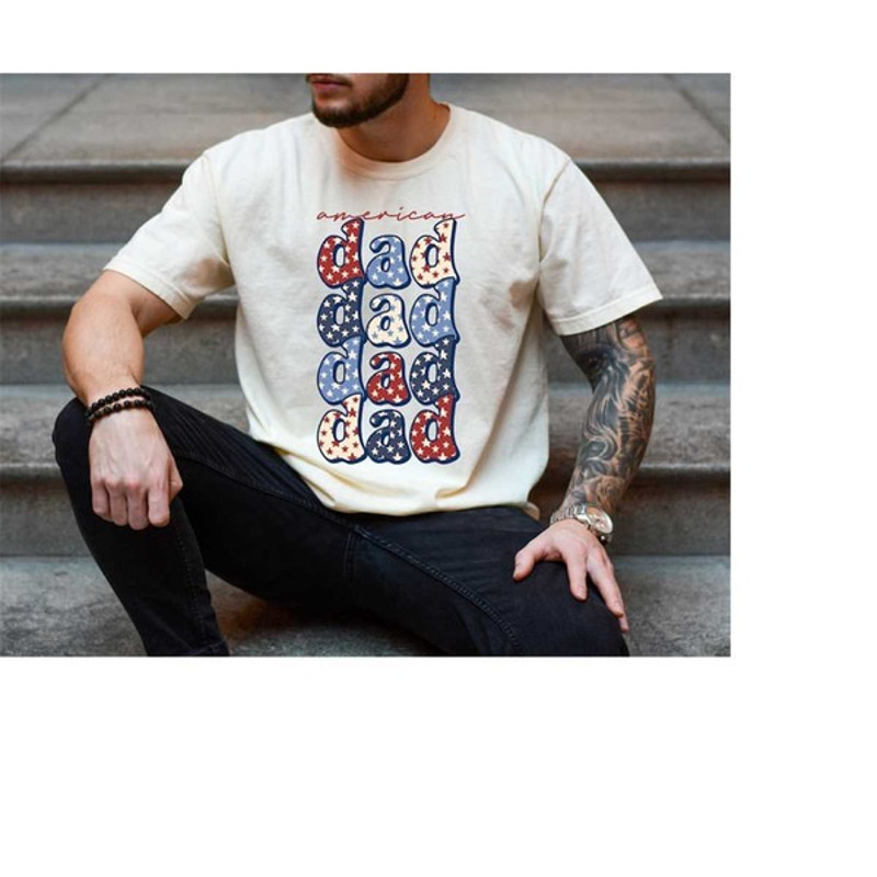Retro American Dad Shirt, 4th of July tee, Retro funny fourth shirt, Mens 4th of July shirt, Unisex T-Shirt