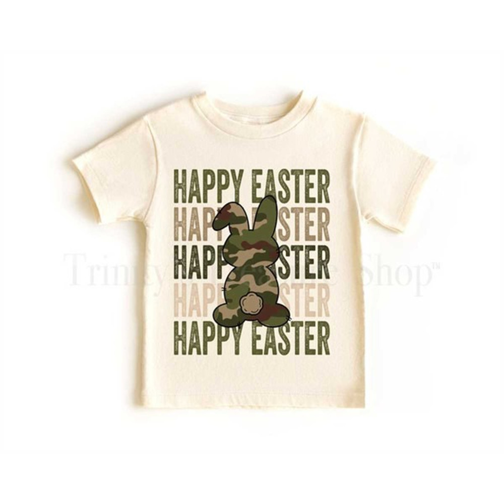 Easter Boy Shirt, Toddler Boy Easter Shirts, Kids Easter Bunny Shirt, Camo Bunny Easter Shirt, Unisex T-Shirt 01