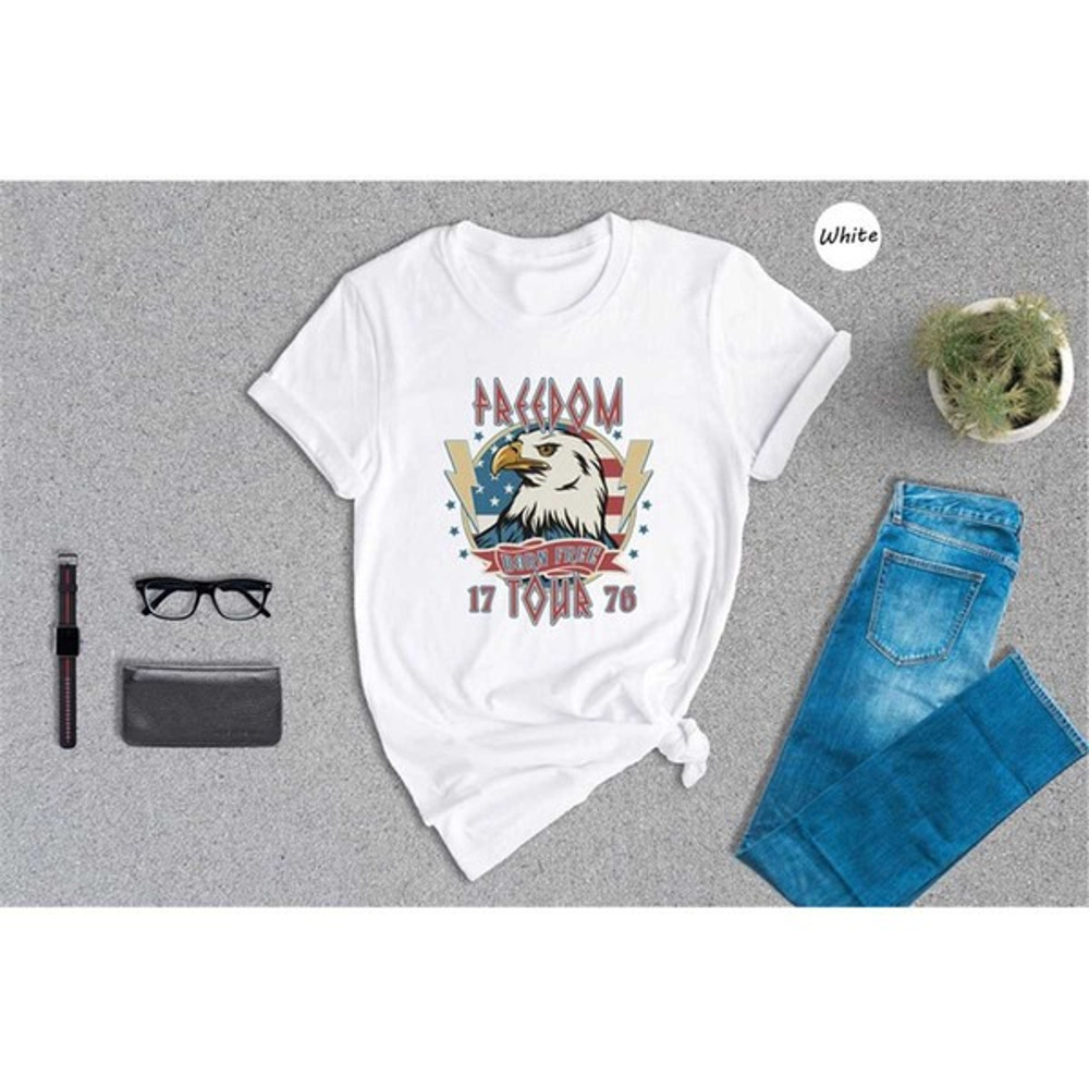 Bald Eagle Born Free T-Shirt, Freedom Tour 1776 Shirt, Retro 4th Of July Shirt, Merica Tee, Unisex T-Shirt