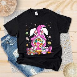 gnome wine glasses bunny easter day shirt - easter bunny gnome shirt - easter eggs shirt, unisex t-shirt