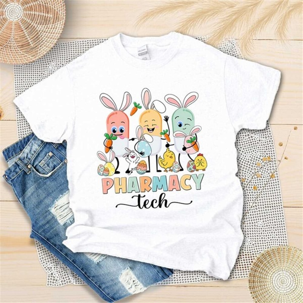 Pharmacy Tech Easter Day Shirt - Pharmacy Technician Shirt - Pharmacy Easter Bunny - Pharmacist Easter, Unisex T-Shirt