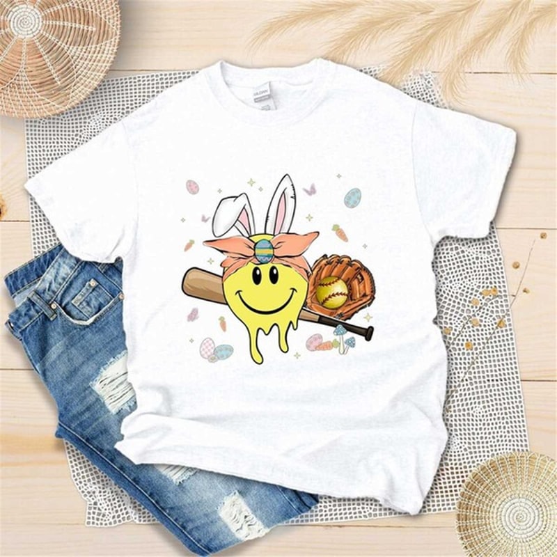 Softball Bunny Easter Shirt - Easter Softball Shirt - Softball Easter Day Shirt - Softball Lover Shirt, Unisex T-Shirt