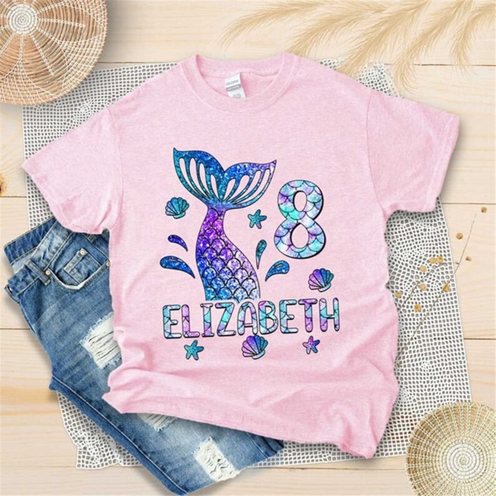 Personalized Mermaid Birthday Shirt - Mermaid Squad Birthday - Mermaid Shirt Girl, Unisex T-Shirt