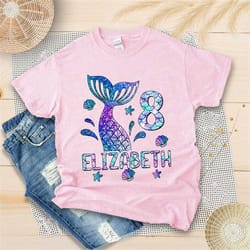 personalized mermaid birthday shirt - mermaid squad birthday - mermaid shirt girl, unisex t-shirt
