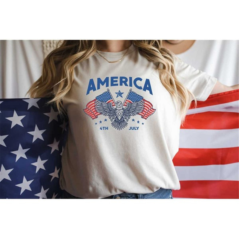 America Patriotic Eagle 4th of July Shirt, Independence Day Shirt, Funny 4th of July Gift, Unisex T-Shirt