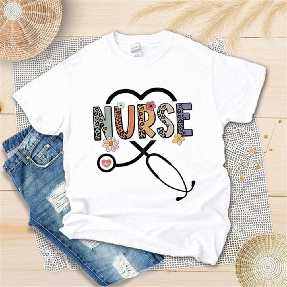 Retro Leopard Stethoscope Nurse Shirt, Nurse Gift, Nurse Life Shirt, New Nurse Gift, Unisex T-Shirt