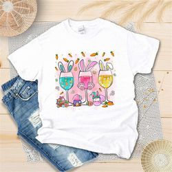 easter day wine glasses shirt - wine glasses bunny - drinking wine lover shirt - easter bunny shirt, unisex t-shirt