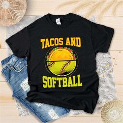 tacos and softball cinco de mayo shirt, softball mom shirt, taco fiesta shirt, unisex t-shirt