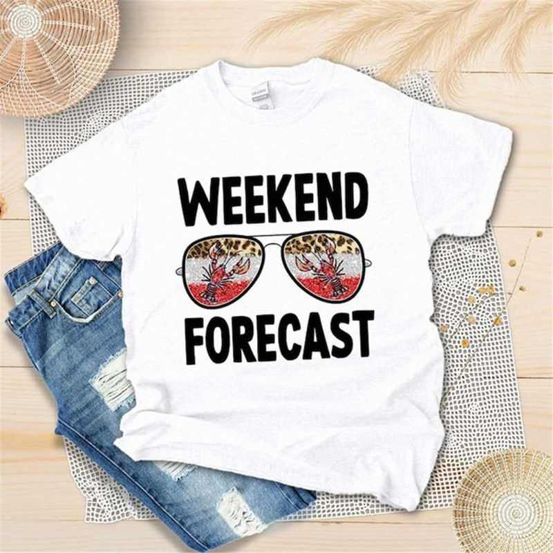 Leopard Weekend Forecast Crawfish Shirt, Crawfish Lover Shirt, Crawfish Boil Shirt, Unisex T-Shirt