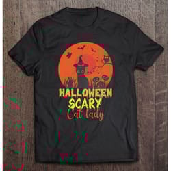 halloween scary cat lady with halloween pumpkins, unisex t-shirt