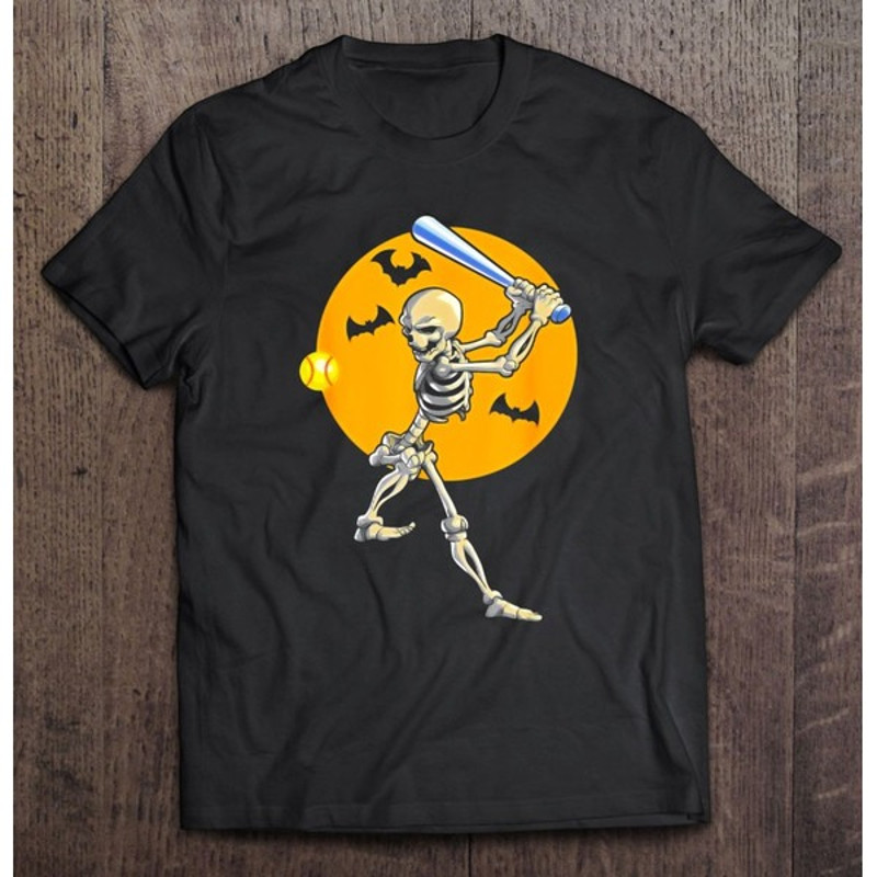 Softball Skeleton Halloween Women Girls Softball Halloween Classic, Unisex T-Shirt