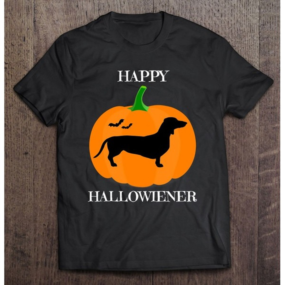 Dachshund Halloween Tshirt Happy Hallowiener, Unisex T-Shirt
