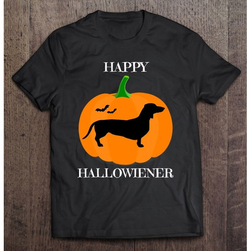 Dachshund Halloween Tshirt Happy Hallowiener, Unisex T-Shirt