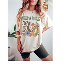 vintage disney floral chip and dale shirt, chip and dale flower shirt, disney comfort colors shirt, unisex t-shirt