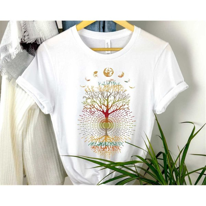 Yoga Shirt, Yoga Tree Shirt, Moon Forest Shirt, Moon Forest, Tree of Life Shirt, Unisex T-Shirt