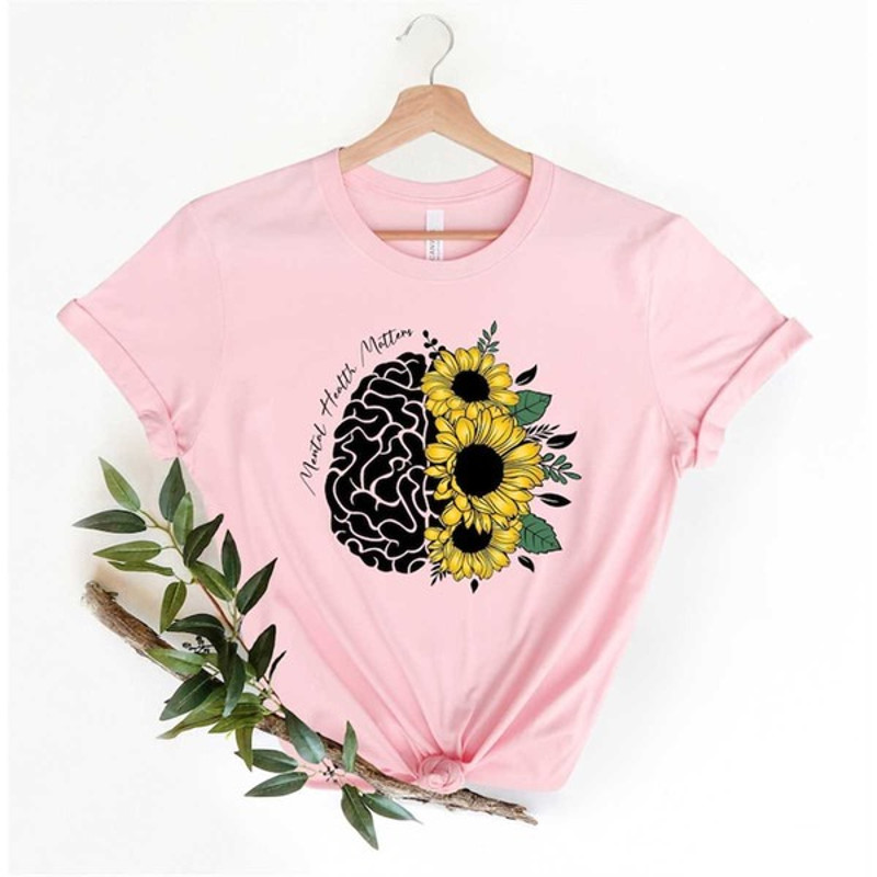 Mental Health Matters Shirt, Sunflower Brain Shirt, Floral Brain Shirt, Mental Health Shirt, Unisex T-Shirt