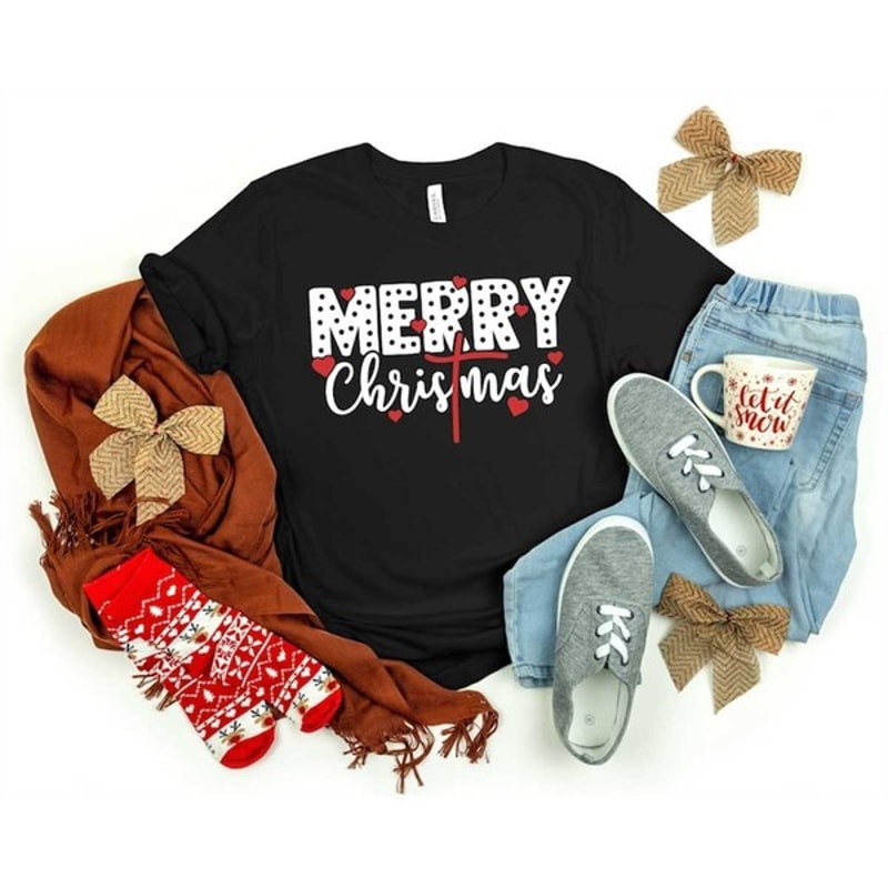 Merry Christmas Shirt, Christmas Cross Shirt, Christmas Shirt, Christmas Family Shirt, Unisex T-Shirt