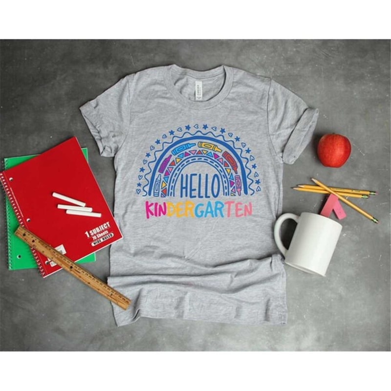Hello Kindergarten Shirt, Back To School Shirt, Kindergarten Rainbow Shirt, Teacher Life Shirt, Unisex T-Shirt