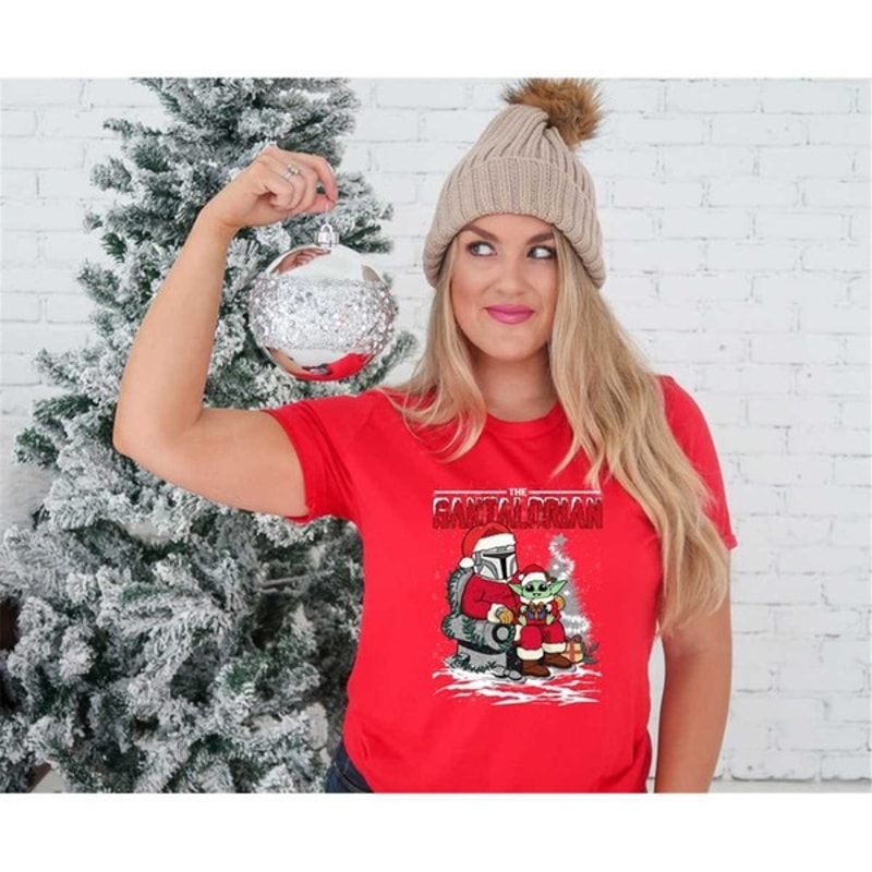 The Santalorian and Baby Yoda Christmas Shirt, Disney Santa Shirts, Star Wars Shirt, Winter Shirt, Unisex T-Shirt