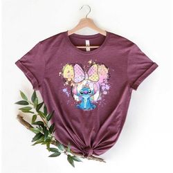 disney watercolor castle stitch shirt, disney stitch shirts, disney castle shirts, unisex t-shirt