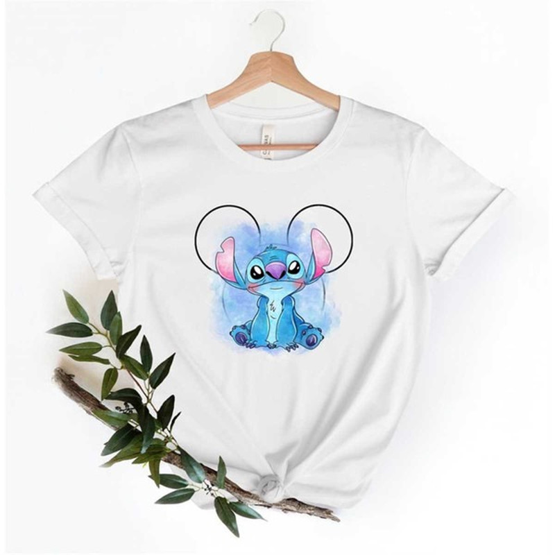 Disney Watercolor Ears Stitch Shirt, Disney Stitch Shirts, Disney Ears Shirts, Disneyworld Family Shirts, Unisex T-Shirt