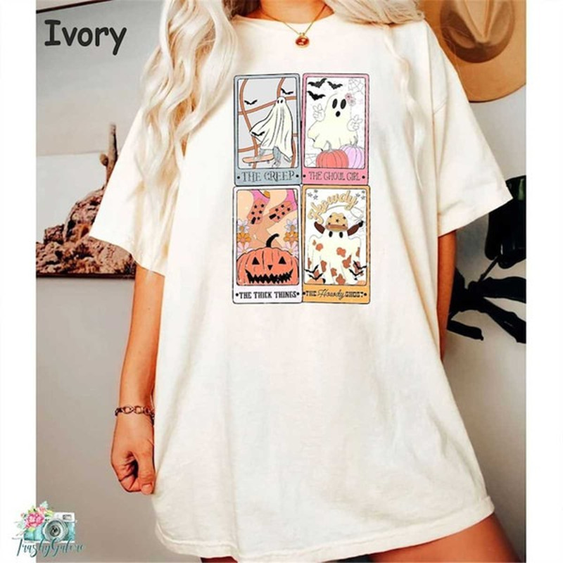 Retro Halloween Ghost Tarot Card Comfort Colors Shirt, Retro Halloween Sweatshirt , Retro Western, Unisex T-Shirt