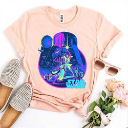 disney star wars shirt, star wars bright classic neon poster art graphic shirt, unisex t-shirt
