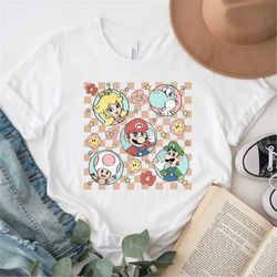 super mario shirt, mario game cute vintage, mario car games kids shirts, kart friends tee, unisex t-shirt