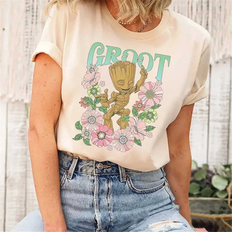 Marvel Guardians Of The Galaxy Groot Floral Dance Poster T-Shirt, Disneyland Vacation Trip Gift Shirt, Unisex T-Shirt