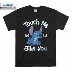 lilo & stitch touch me and i'll bite you funny t shirt, unisex t-shirt