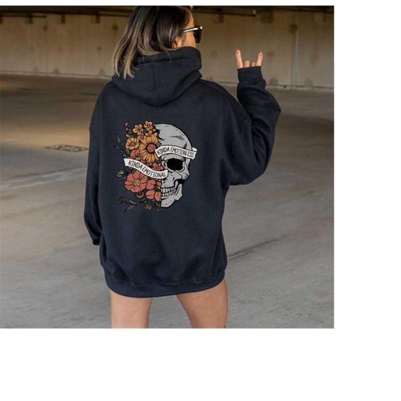 Skeleton Floral Skull Hoodie, Skull Flower Hoodie, Funny Lover Day Hoodie, Unisex Sweatshirt, Hoodie