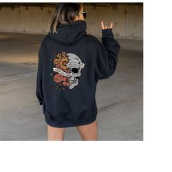 skeleton floral skull hoodie, skull flower hoodie, funny lover day hoodie, unisex sweatshirt, hoodie 1
