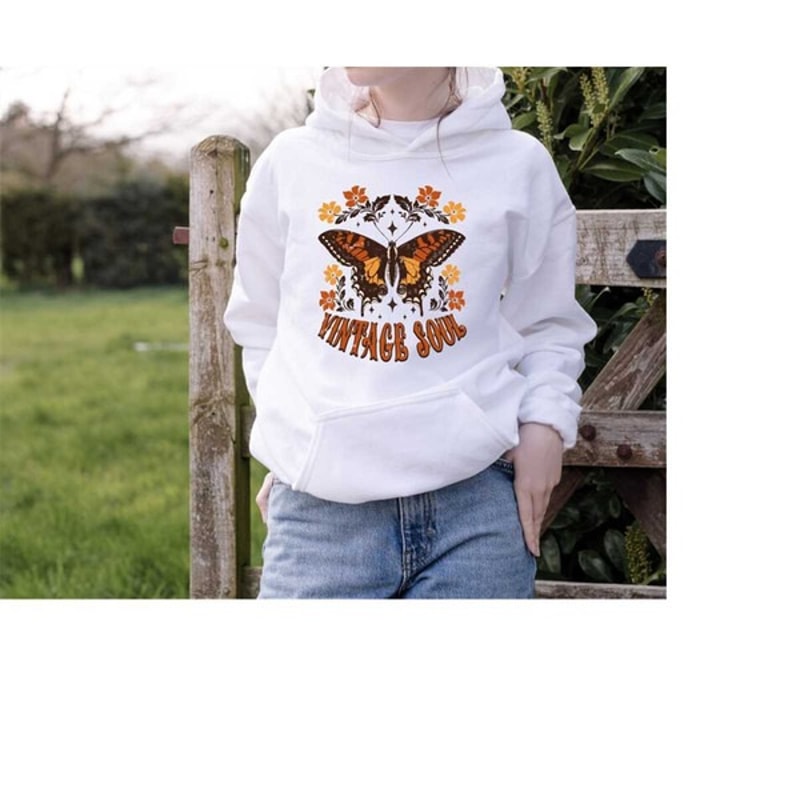 Retro Butterfly Hoodie, Vintage Soul Hoodie, Cute Butterfly Hoodie, Retro Flowers Sweatshirt, Unisex Sweatshirt, Hoodie