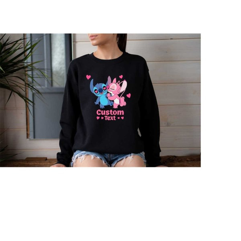Custom Stitch and Angel Sweatshirt, Custom Disney Couple Sweatshirt, Unisex Sweatshirt, Hoodie