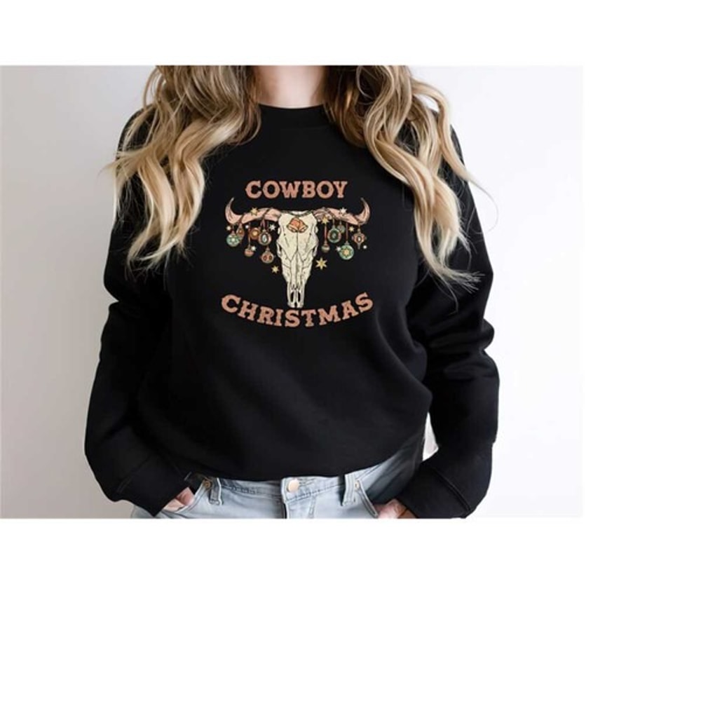 Western Cowboy Christmas Shirt, Retro Christmas Western Sweat, Unisex Sweatshirt, Hoodie