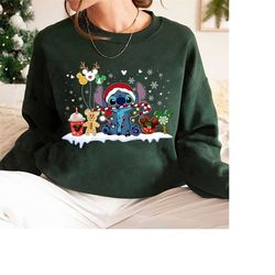 stitch christmas sweatshirt, stitch and lilo shirt, stitch xmas shirt, santa stitched shirt, unisex sweatshirt, hoodie