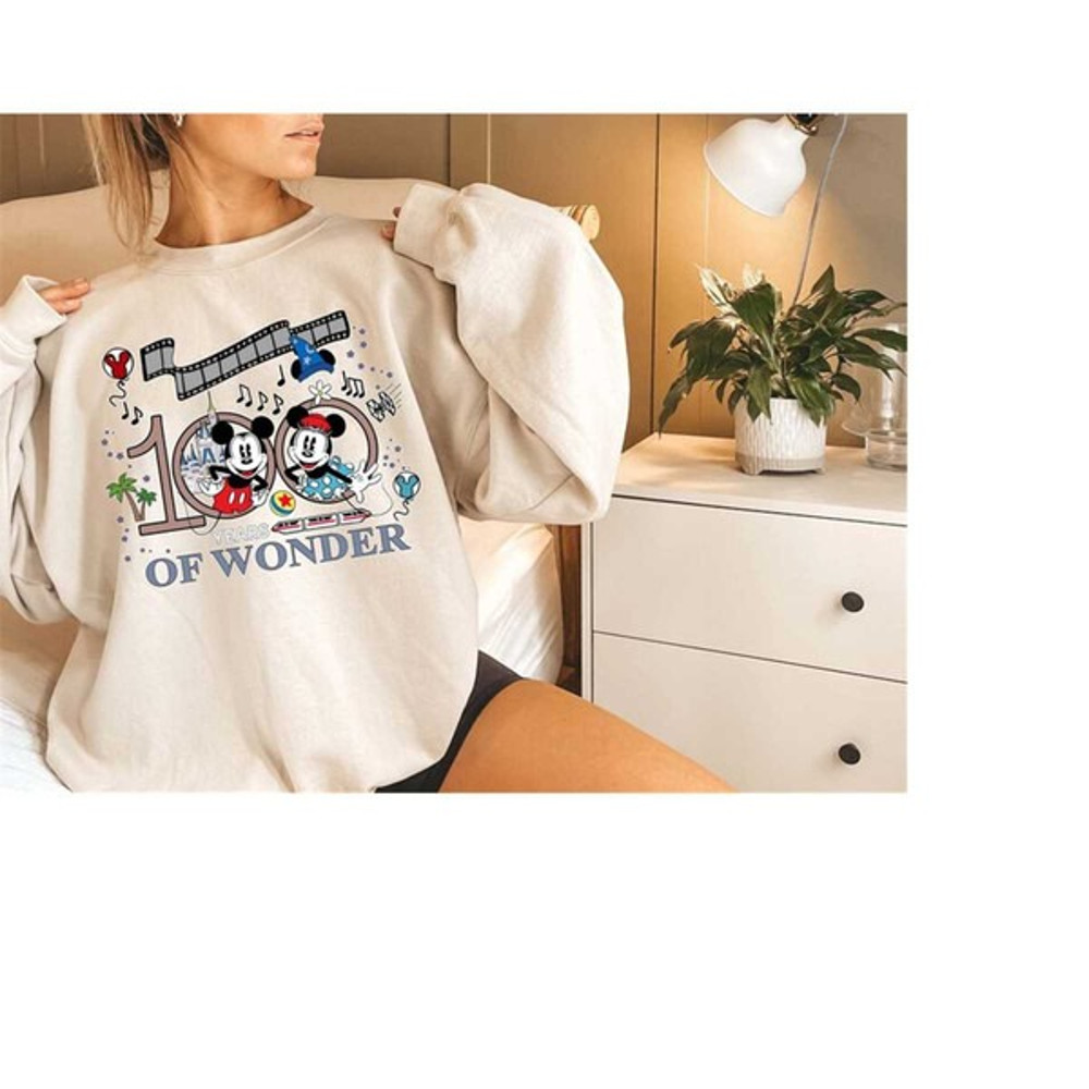 Mickey and Minnie Disney 100 Years Of Wonder Sweatshirt, Disneyland Trip Sweater, Unisex Sweatshirt, Hoodie